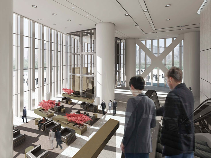 上海綠地廣場大廈寫字樓大廳設(shè)計(jì)-第2張圖片-上海古都建筑設(shè)計(jì)集團(tuán)