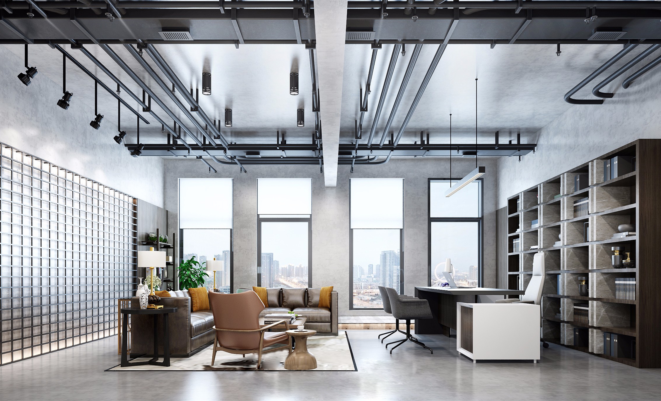 長寧區(qū)工業(yè)風(fēng)辦公室裝修設(shè)計-第2張圖片-上海古都建筑設(shè)計集團(tuán) 長寧區(qū)工業(yè)風(fēng)辦公室裝修設(shè)計-第2張圖片-上海古都建筑設(shè)計集團(tuán)